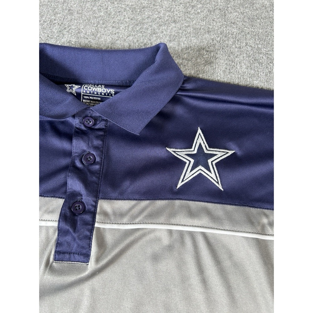 Dallas Cowboys Authentic Men's Blue Gray Short Sleeve Golf Polo Shirt Size 2XL